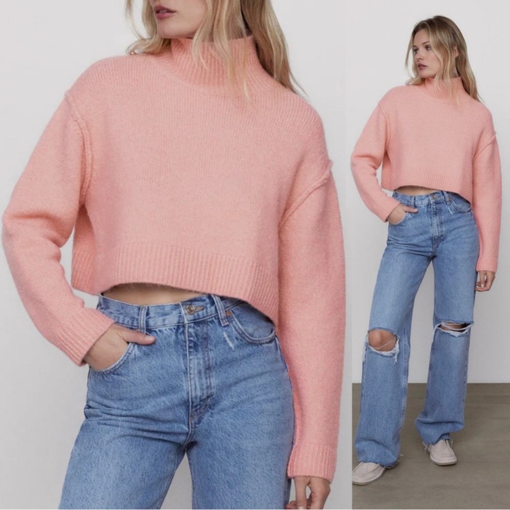 NWT ZARA PINK SWEATER Size Med